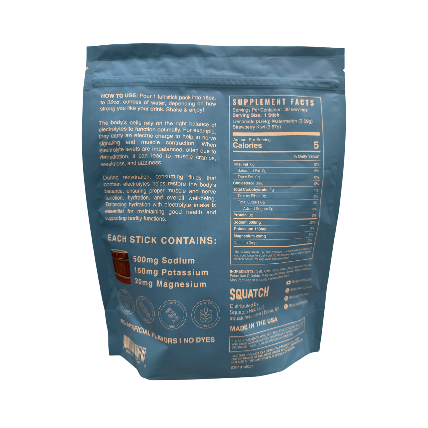 Squatch Juice Hydration - Lemonade - 10 sticks