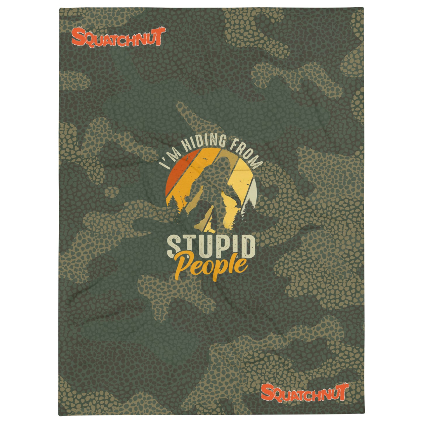 Hiding from Stupid People Camo Throw Blanket