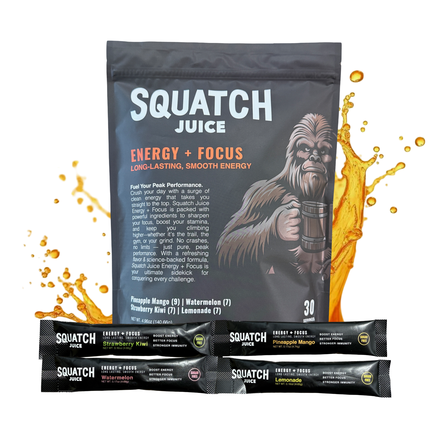 Squatch Juice 3 pack - Energy/Hydration/Enhanced Focus + Free Shaker