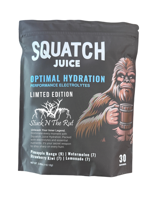 Pre-Order Only - Stuck N The Rut - Squatch Juice Hydration - 30 Sticks - Pineapple/Mango, Watermelon, Lemonade, Strawberry/Kiwi