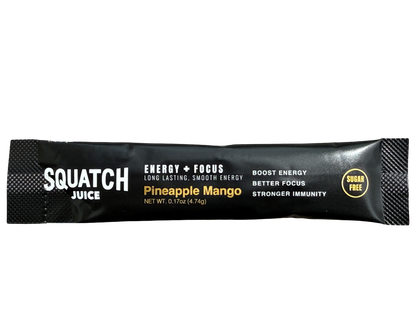 Squatch Juice Energy Sampler with Shaker 4 Flavors - Pineapple/Mango, Watermelon, Lemonade, Strawberry/Kiwi
