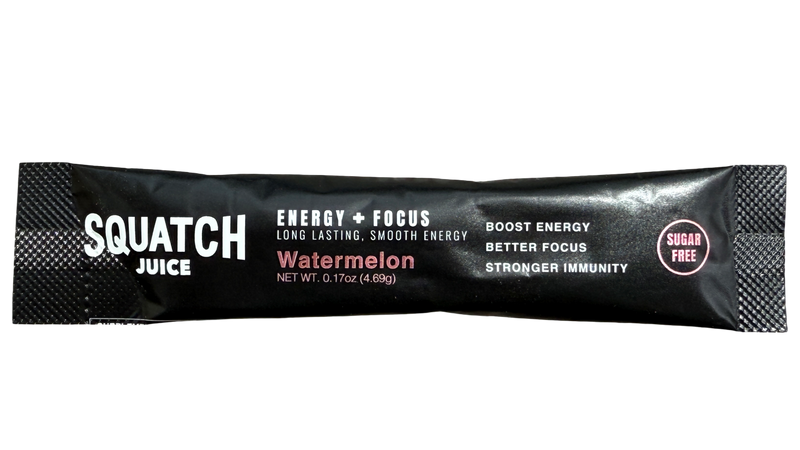 Squatch Juice Energy + Focus - 30 Sticks - Pineapple/Mango, Watermelon, Lemonade, Strawberry/Kiwi