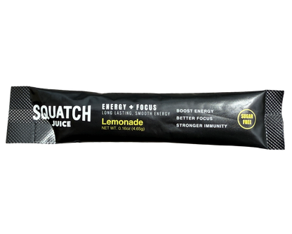Squatch Juice Energy Sampler with Shaker 4 Flavors - Pineapple/Mango, Watermelon, Lemonade, Strawberry/Kiwi