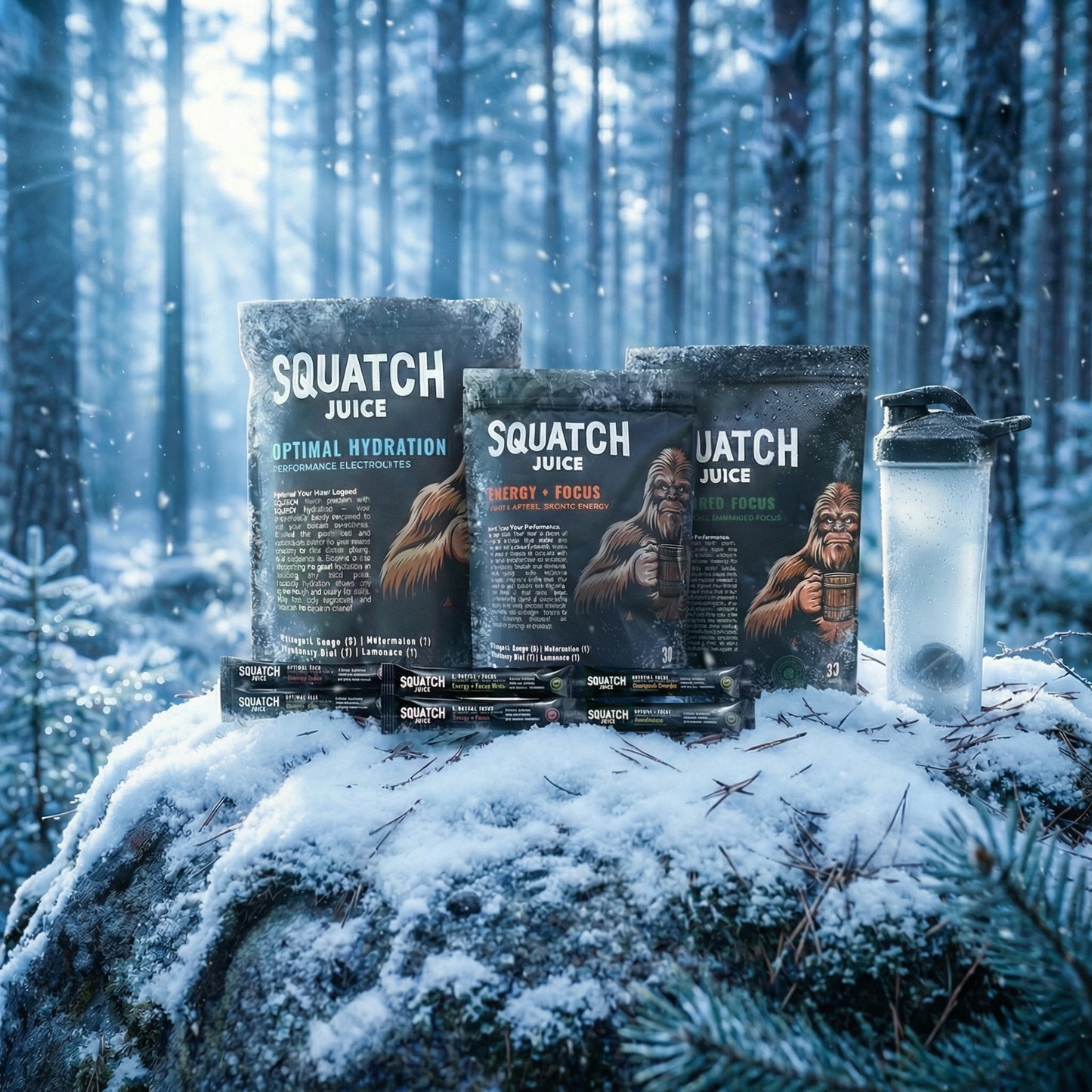 Squatch Juice 3 pack - Energy/Hydration/Enhanced Focus + Free Shaker