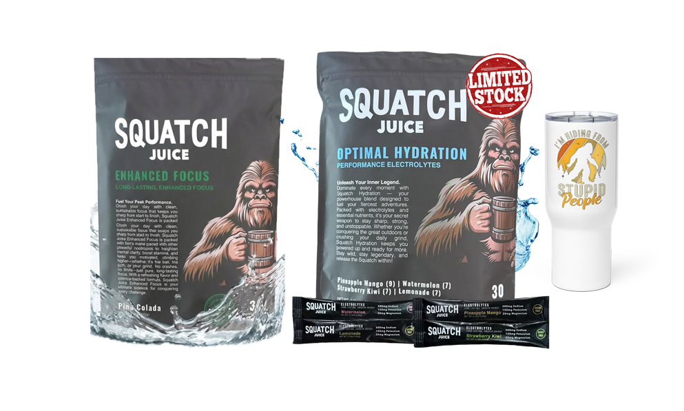 Squatch Juice Hydration and Enhanced Focus Bundle + FREE Travel Mug 25oz