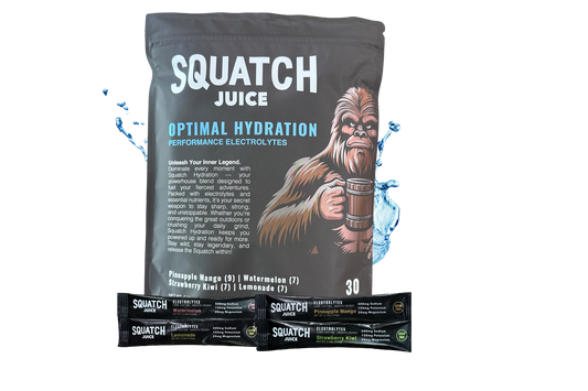 Squatch Juice Hydration - 30 Sticks - Pineapple/Mango, Watermelon, Lemonade, Strawberry/Kiwi