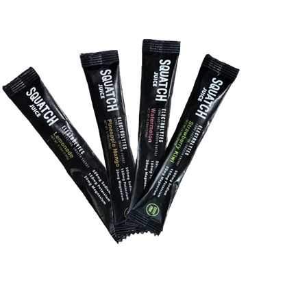 Squatch Juice Hydration Sampler 4 Flavors - Pineapple/Mango, Watermelon, Lemonade, Strawberry/Kiwi
