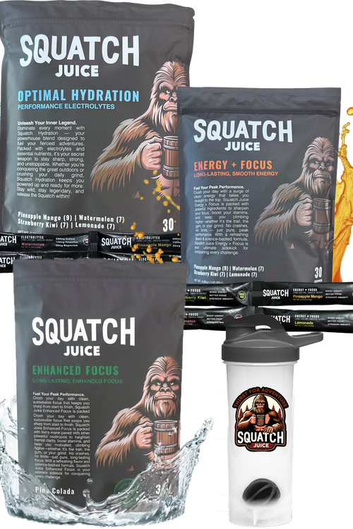 Squatch Juice 3 pack - Energy/Hydration/Enhanced Focus + Free Shaker