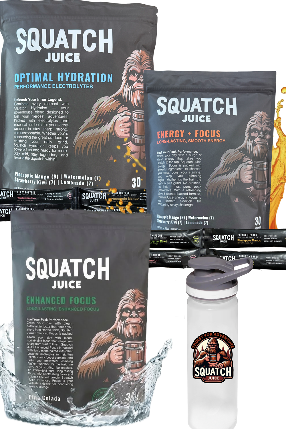 Squatch Juice 3 pack - Energy/Hydration/Enhanced Focus + Free Shaker