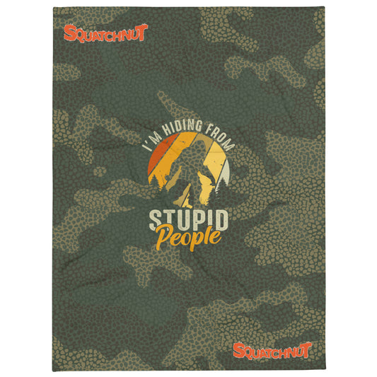 Hiding from Stupid People Camo Throw Blanket