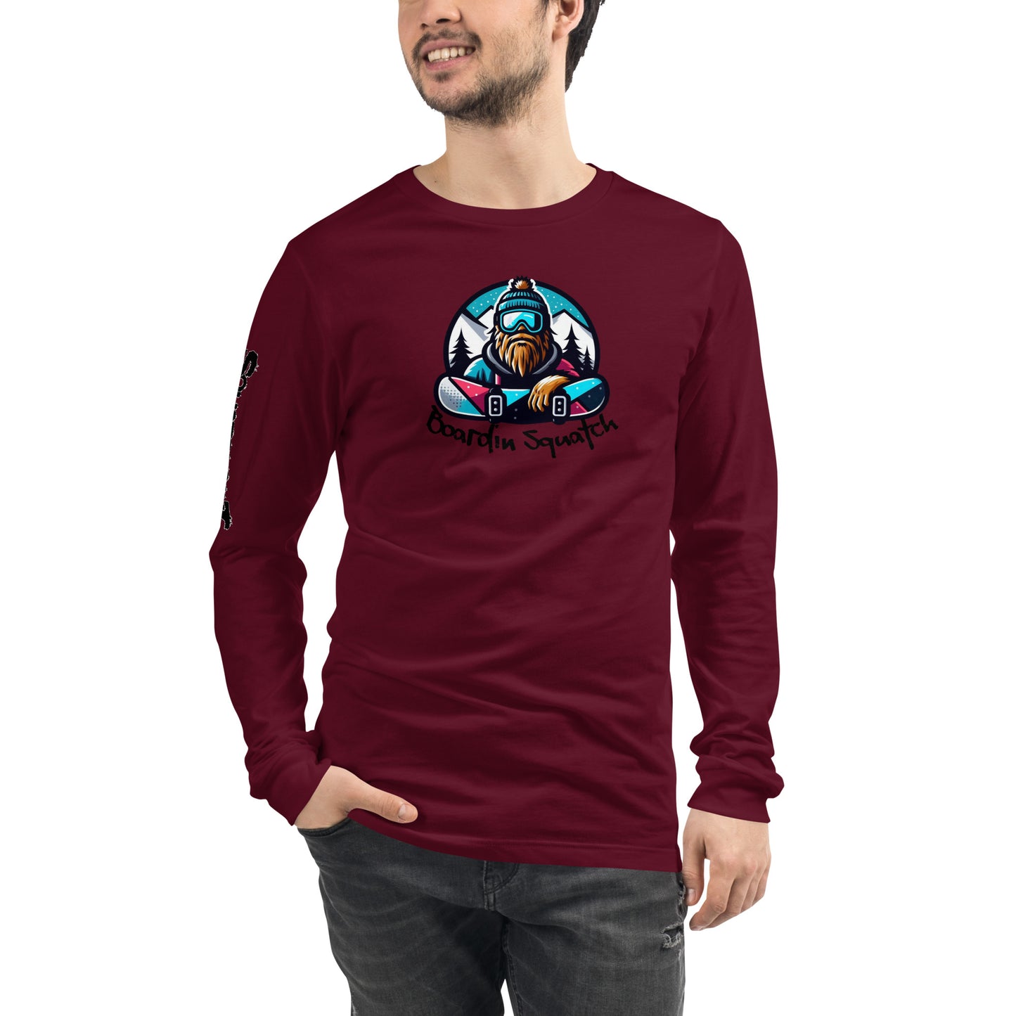 Boarding Squatch Unisex Long Sleeve Tee