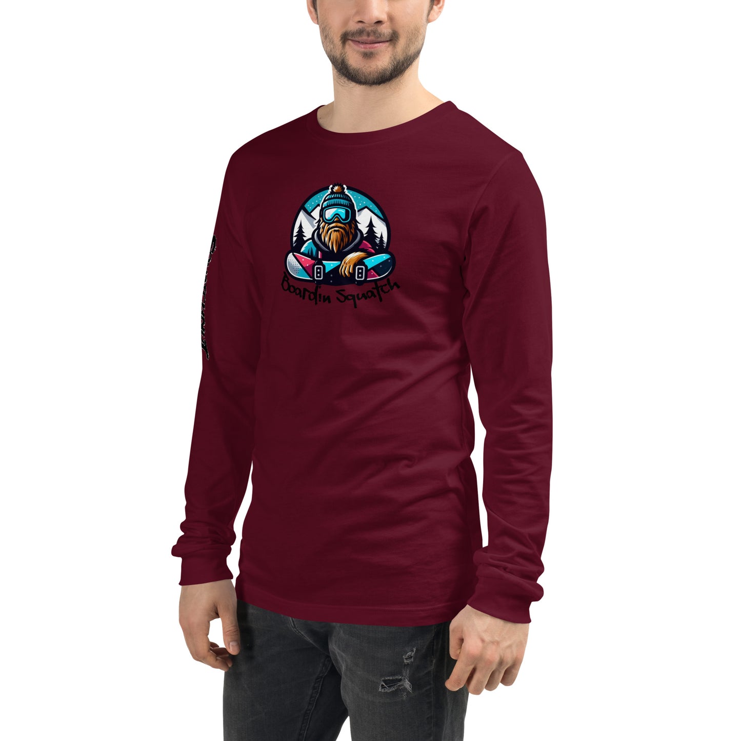 Boarding Squatch Unisex Long Sleeve Tee