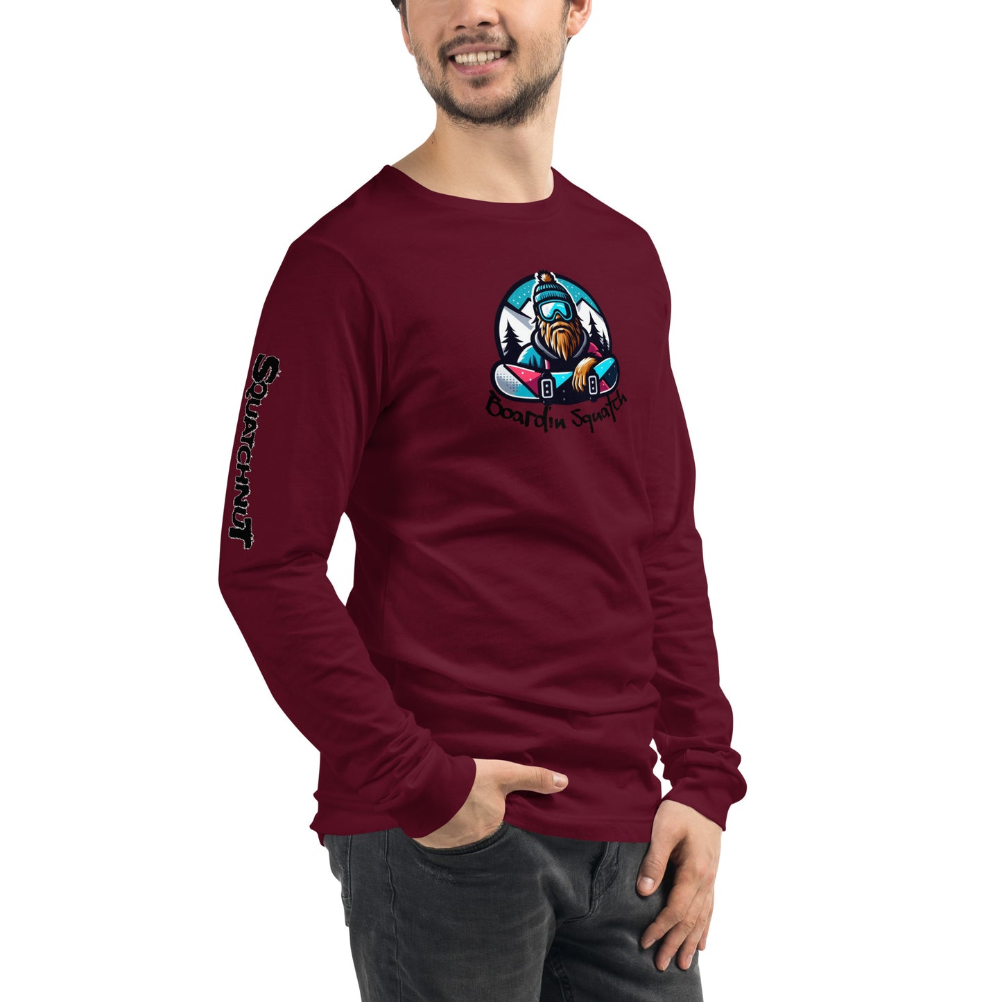 Boarding Squatch Unisex Long Sleeve Tee