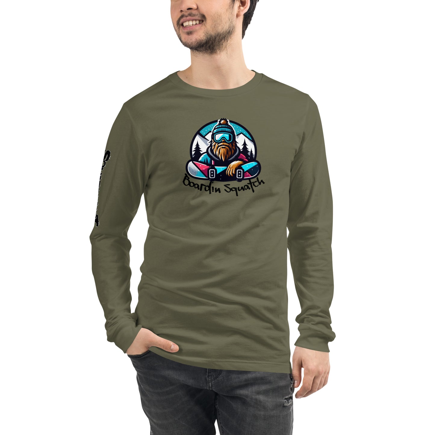 Boarding Squatch Unisex Long Sleeve Tee